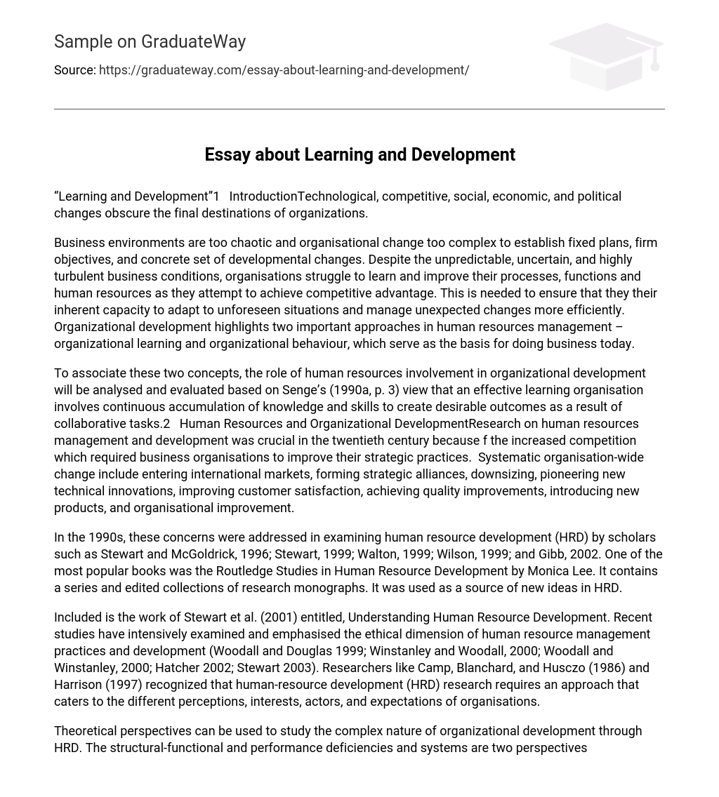 Essay about Learning and Development
