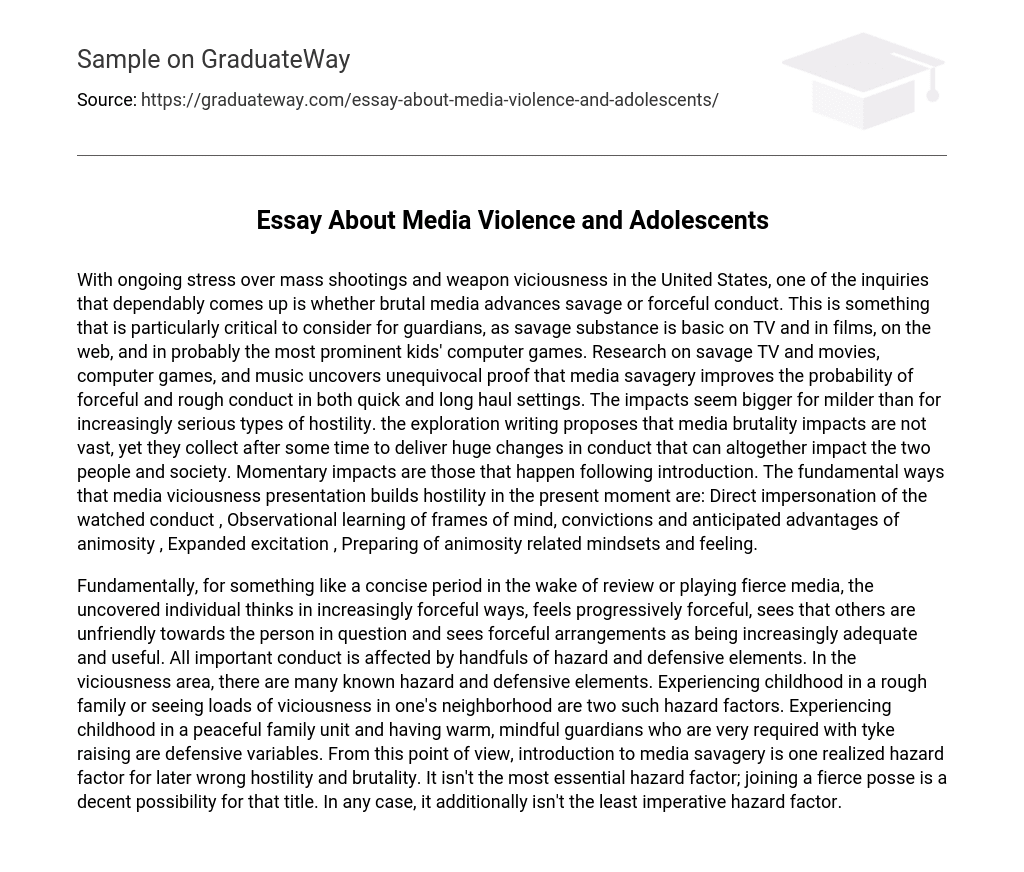 Essay About Media Violence and Adolescents