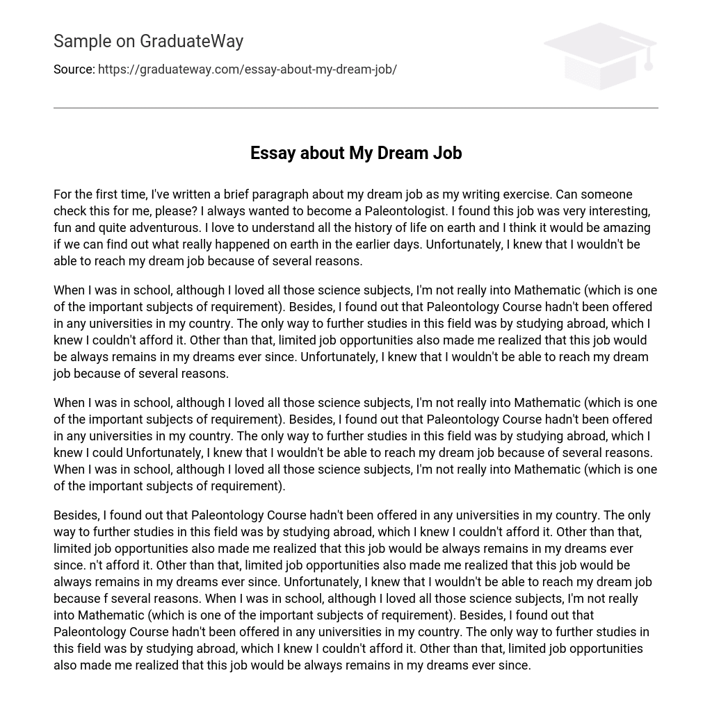 dream job essay template