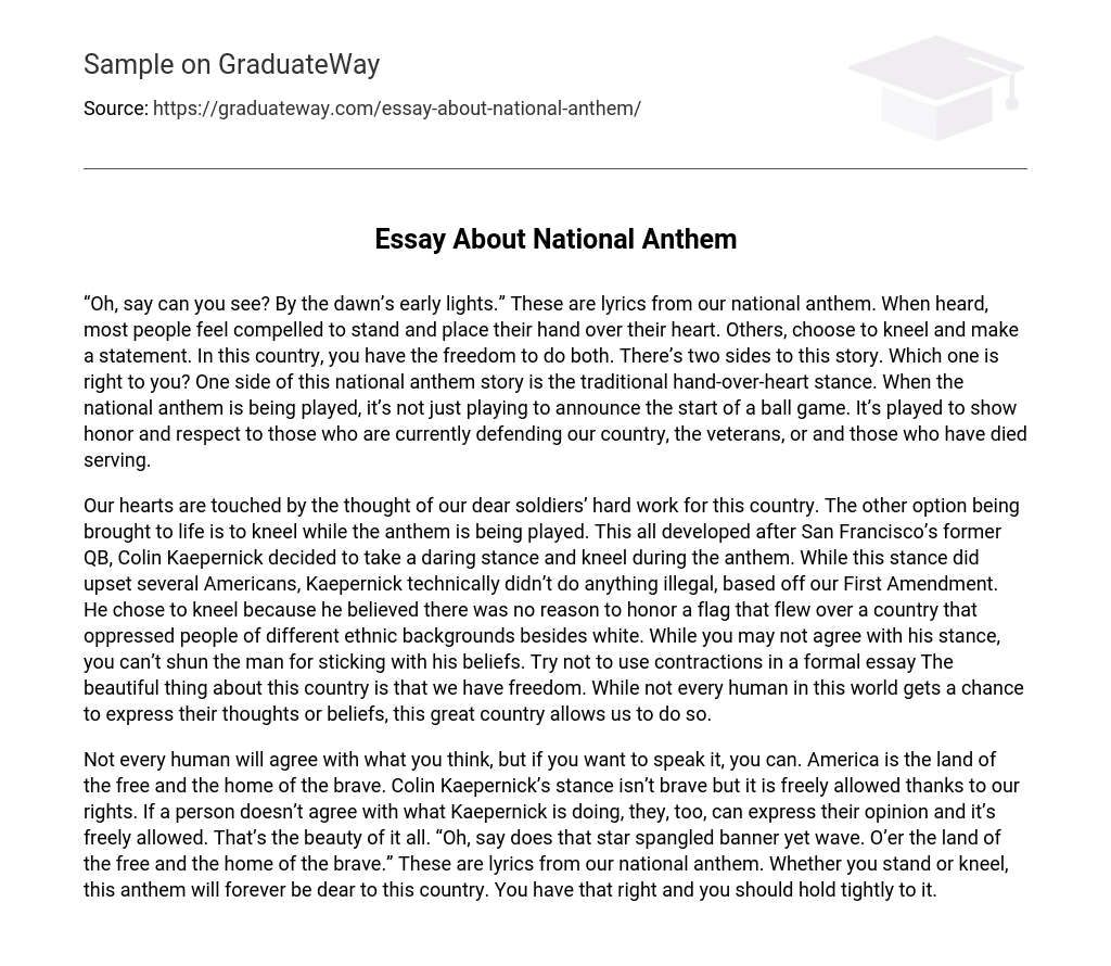 Essay About National Anthem