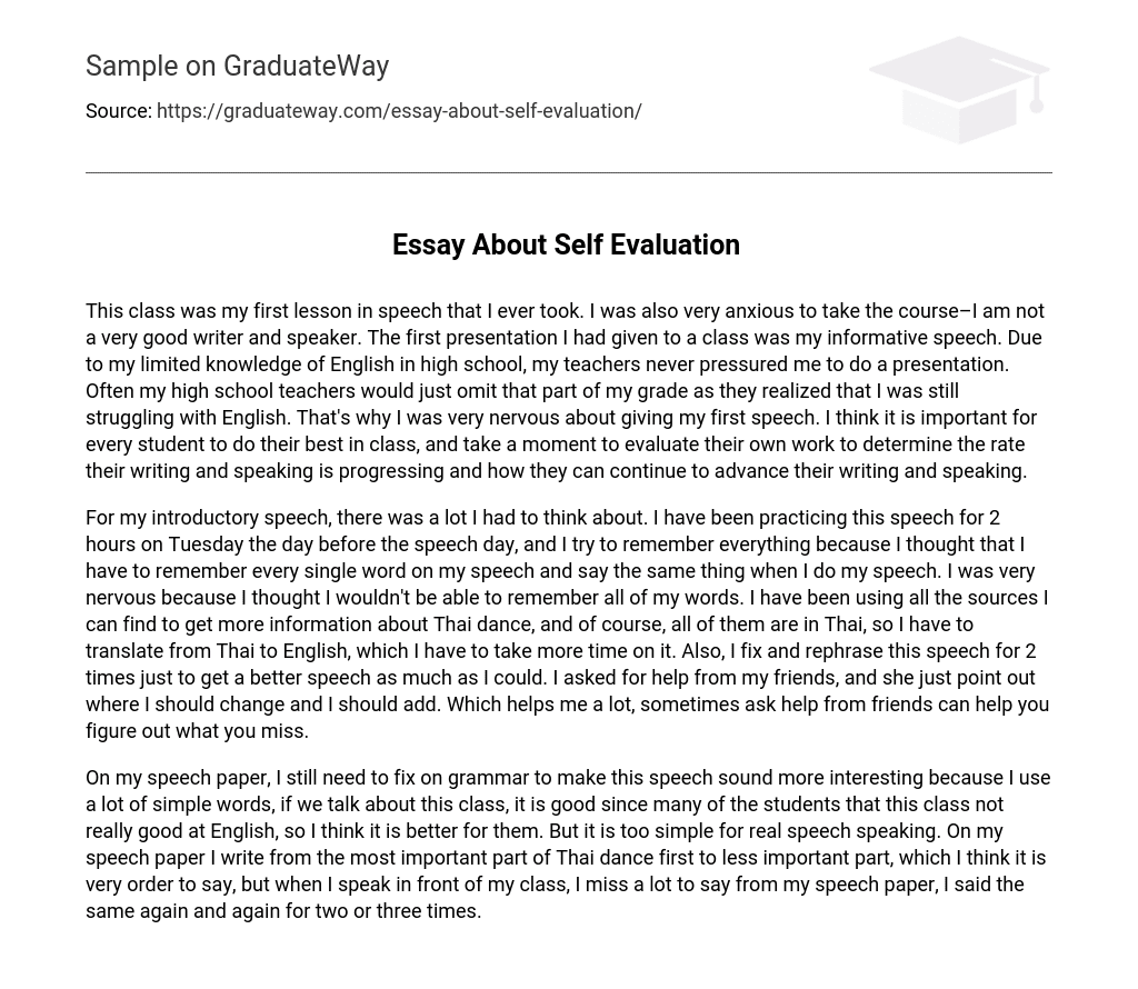 Essay About Self Evaluation 