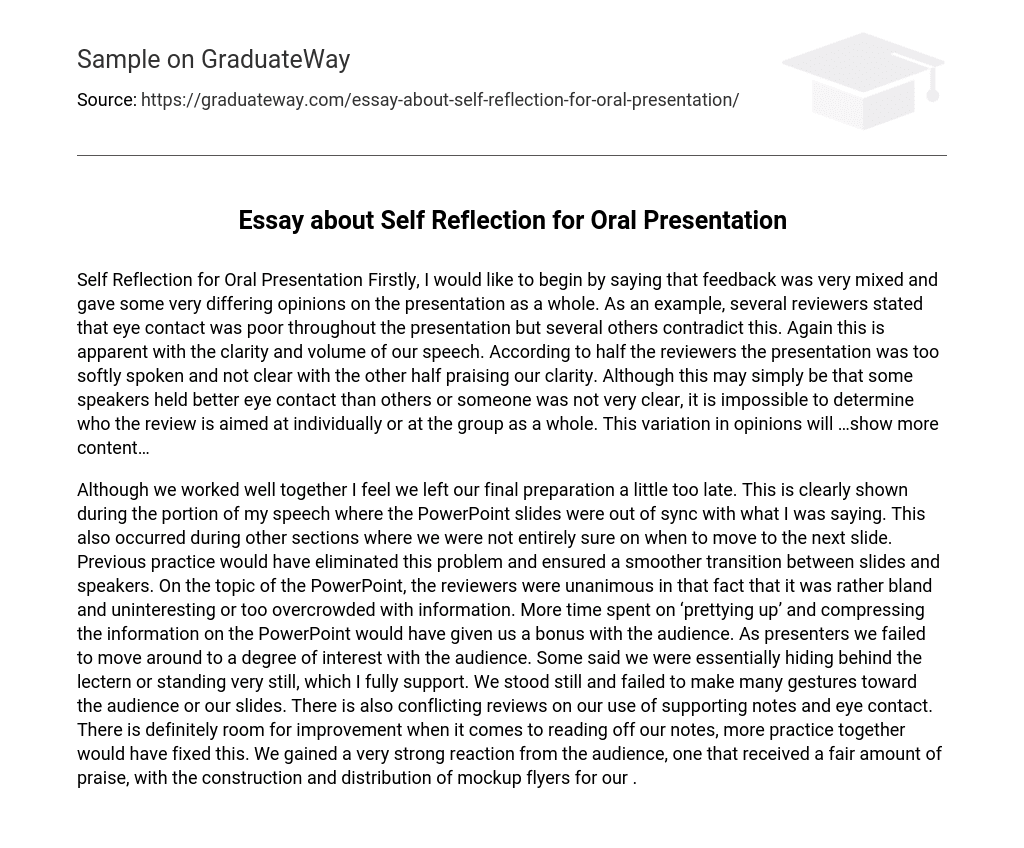 oral presentation reflection essay