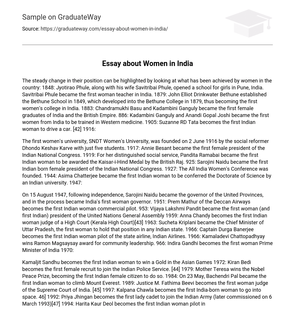 women's place in indian society essay