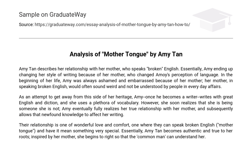 Analysis of “Mother Tongue” by Amy Tan
