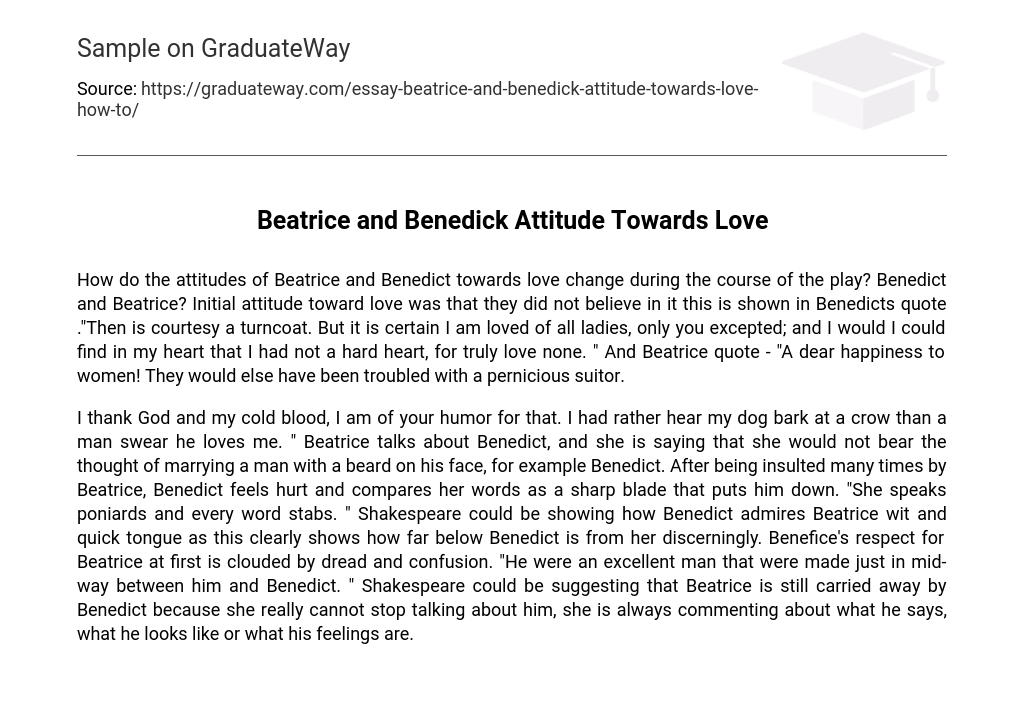 Beatrice and Benedick Attitude Towards Love