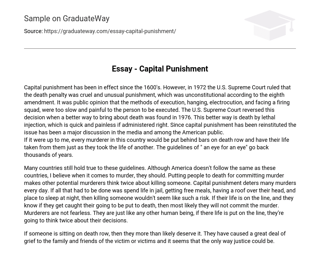 Essay – Capital Punishment