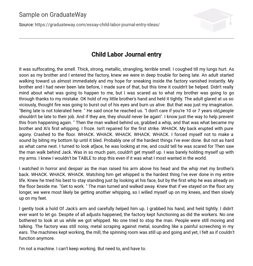 Child Labor Journal entry