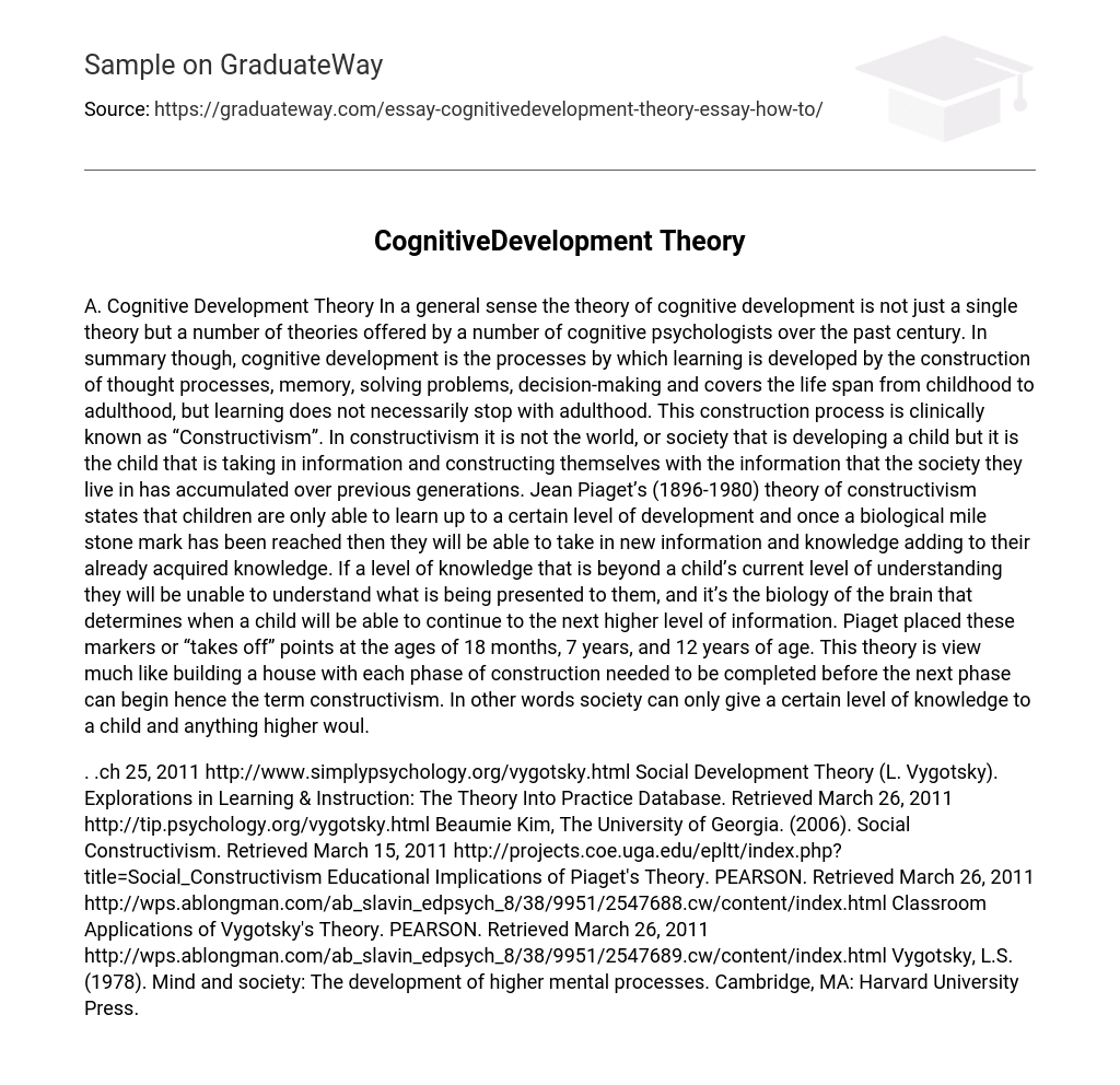 CognitiveDevelopment Theory