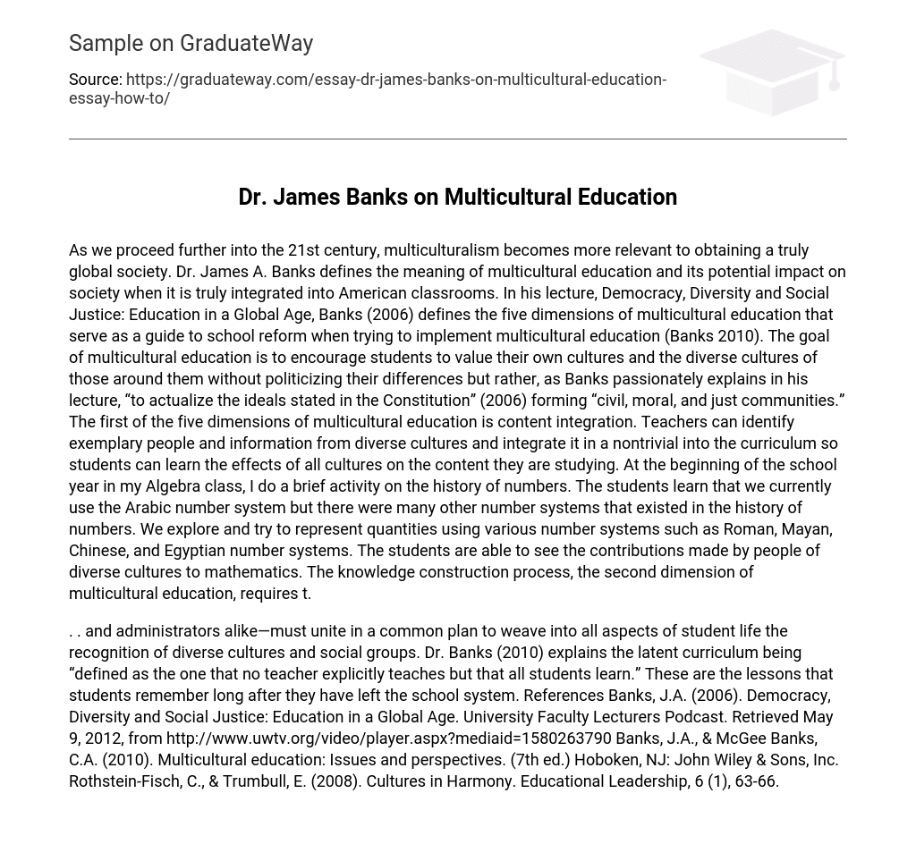 Dr. James Banks on Multicultural Education