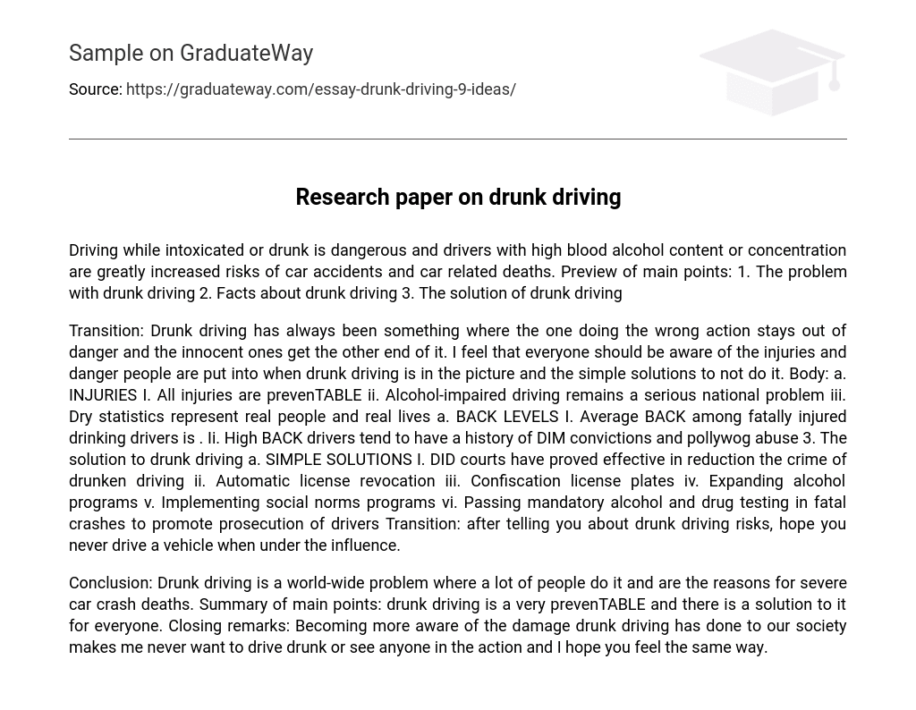 is drunk driving a good research paper topic