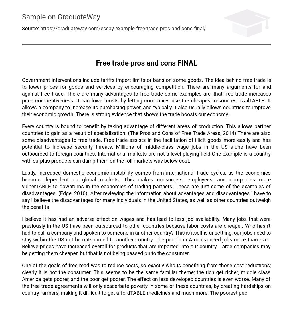 Free trade pros and cons FINAL
