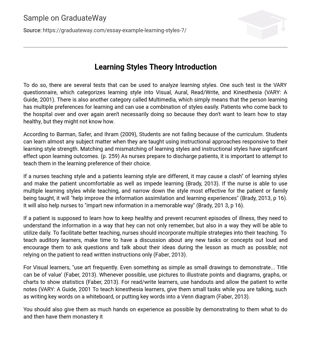 Learning Styles Theory Introduction