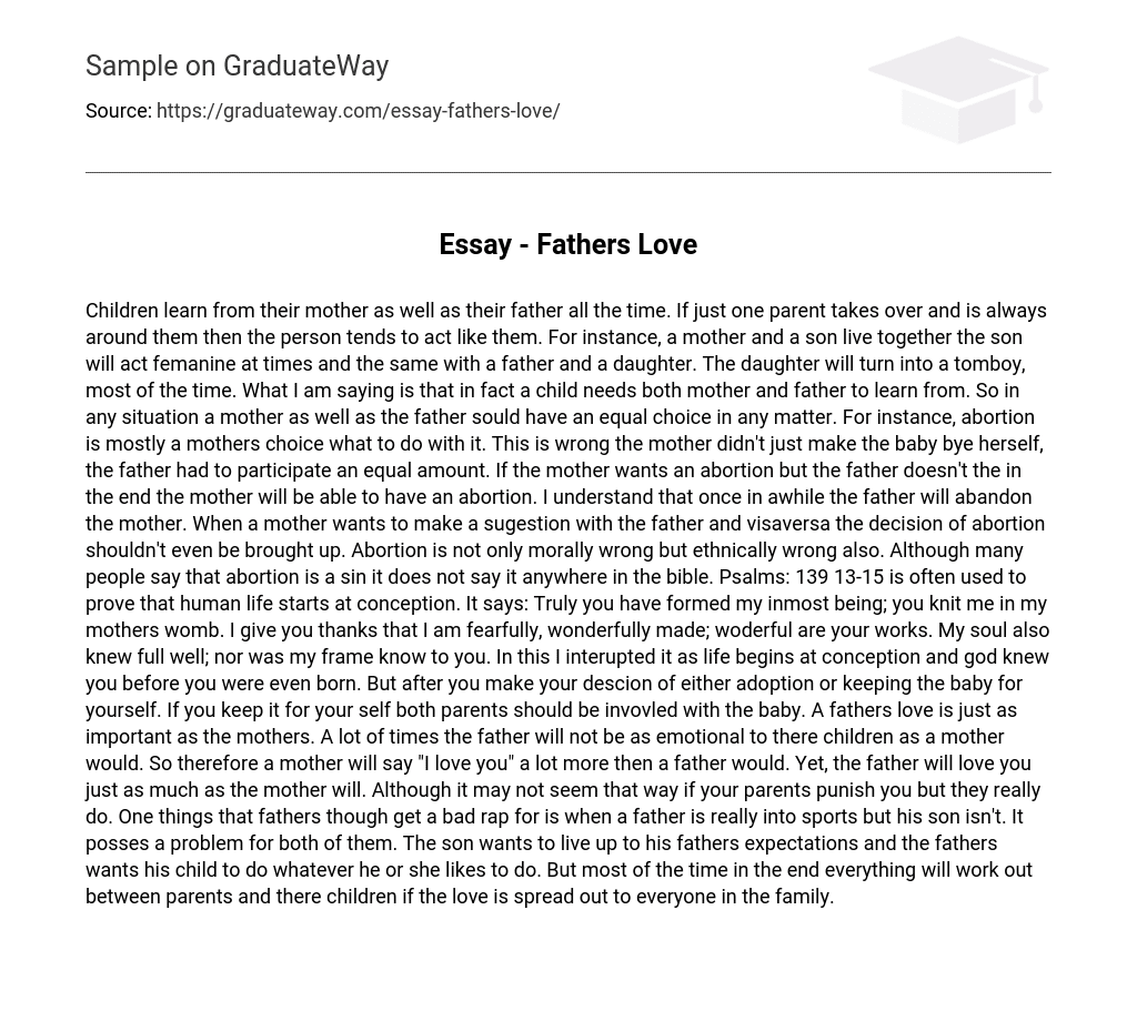 Essay – Fathers Love