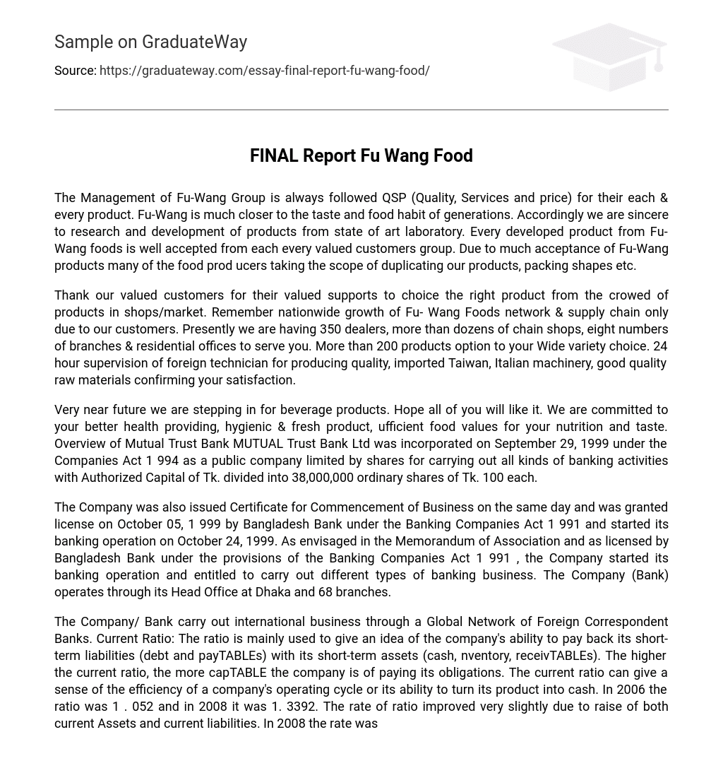 FINAL Report Fu Wang Food