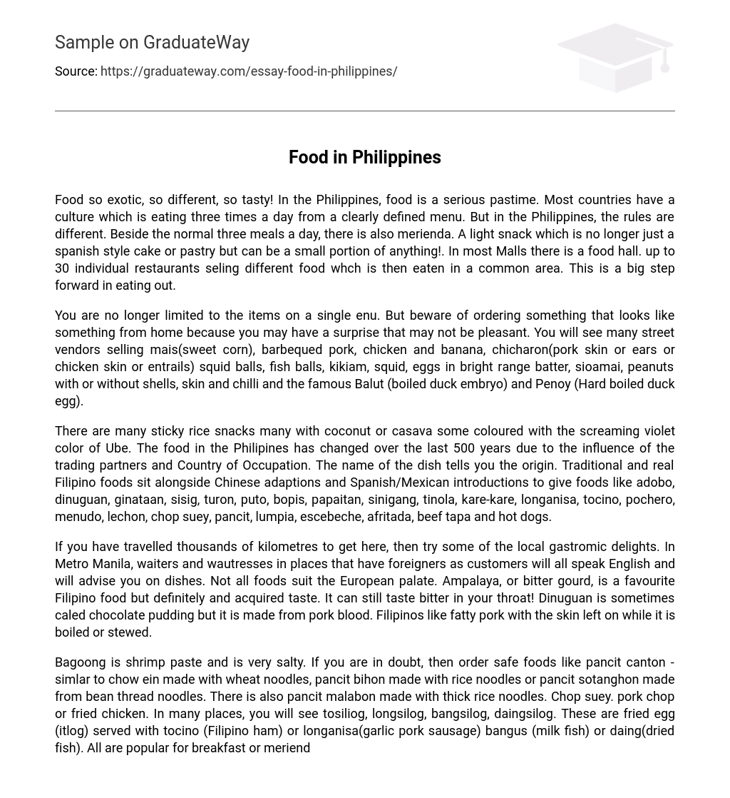 thesis statement about filipino food