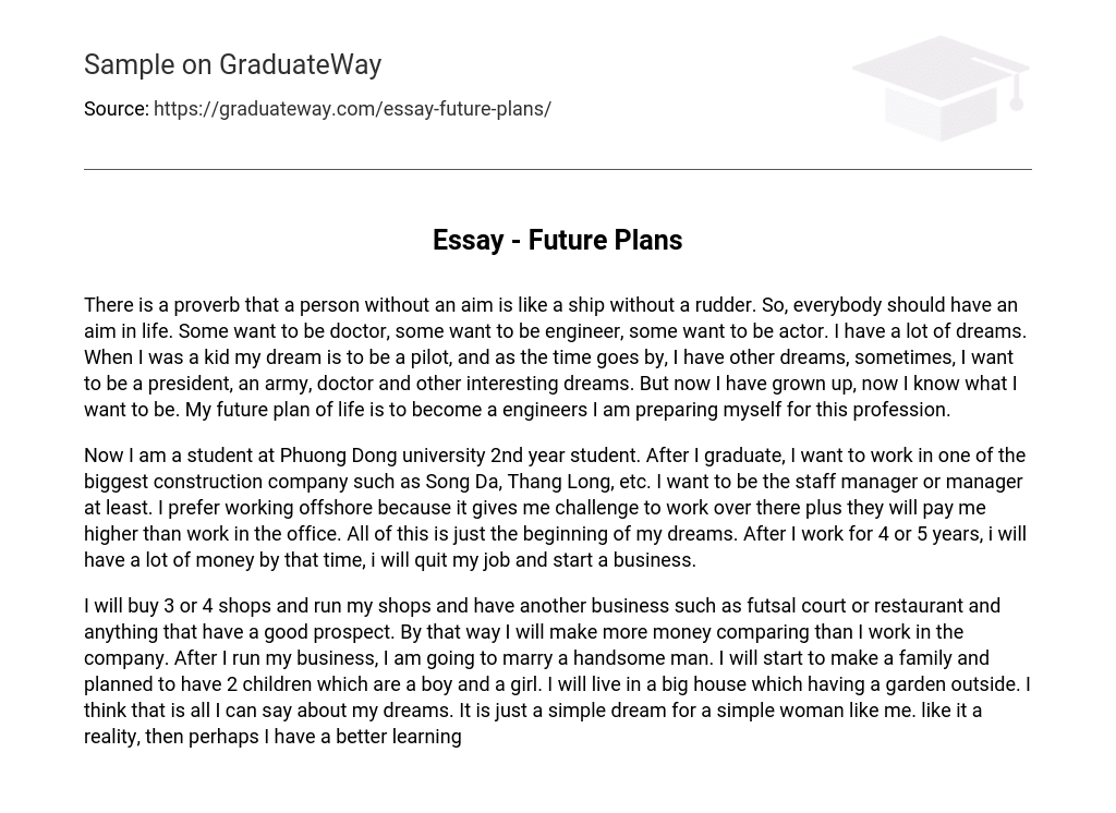 Essay Future Plans 335 Words Free Essay Example On GraduateWay