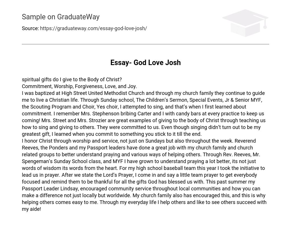 Essay- God Love Josh