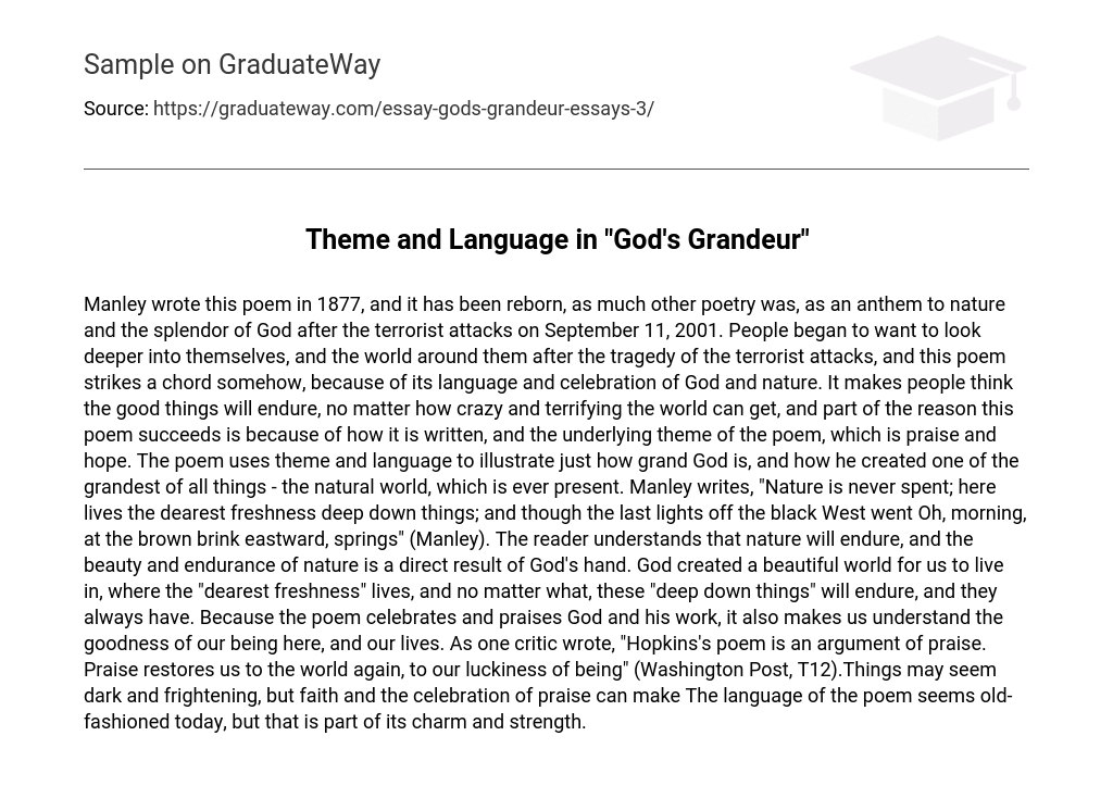 Theme and Language in “God’s Grandeur”