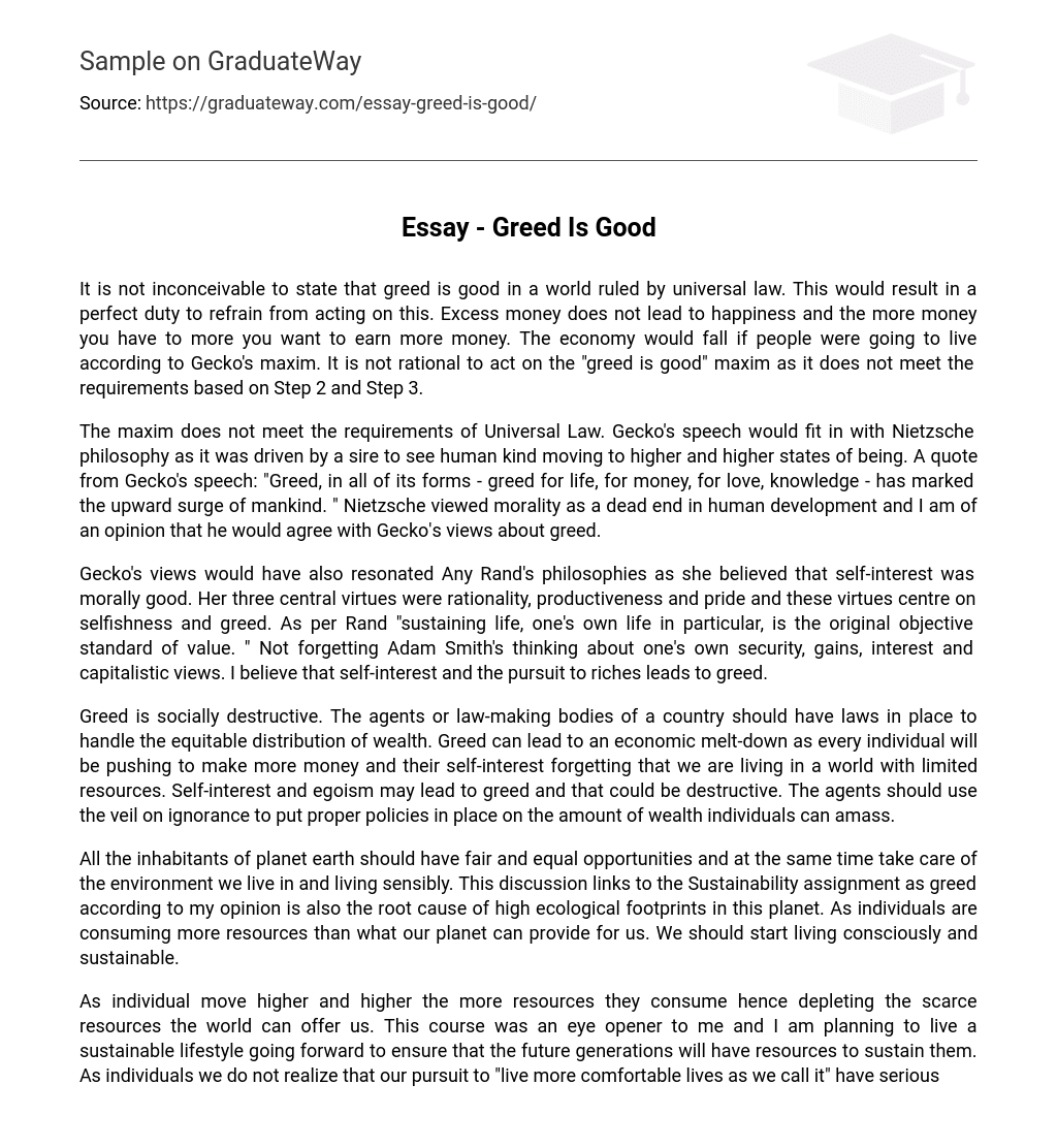 greed essay conclusion