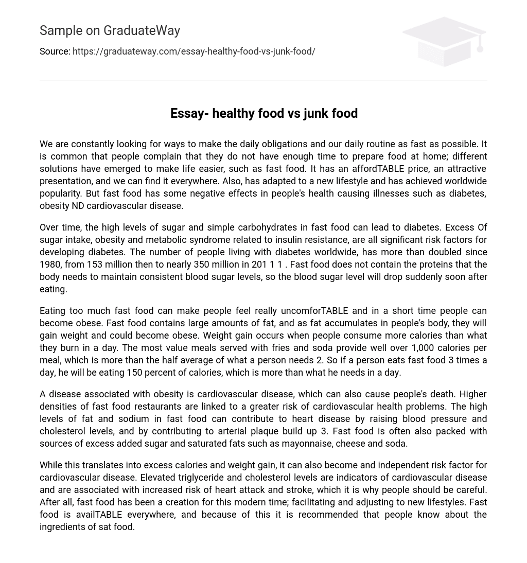 fast food and healthy food essay