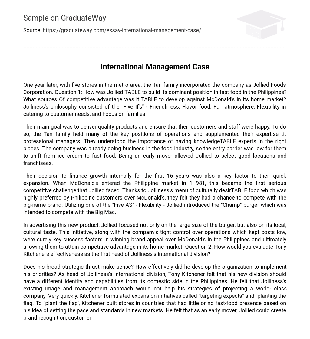 International Management Case