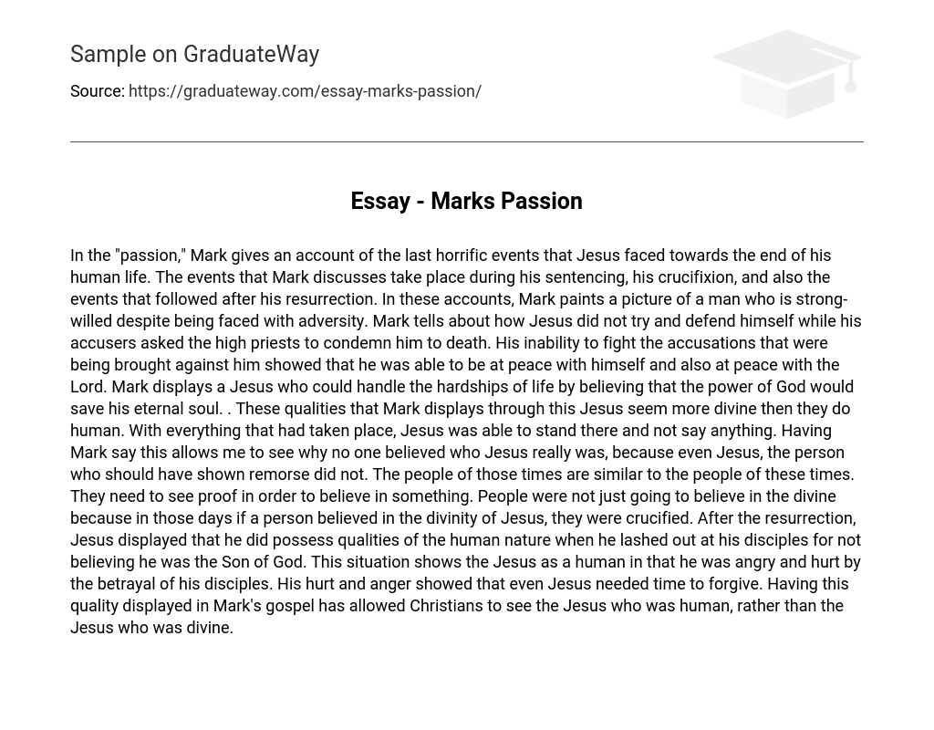 Essay – Marks Passion