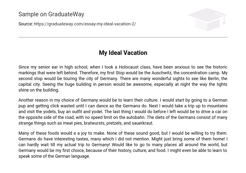 dream vacation essay sample