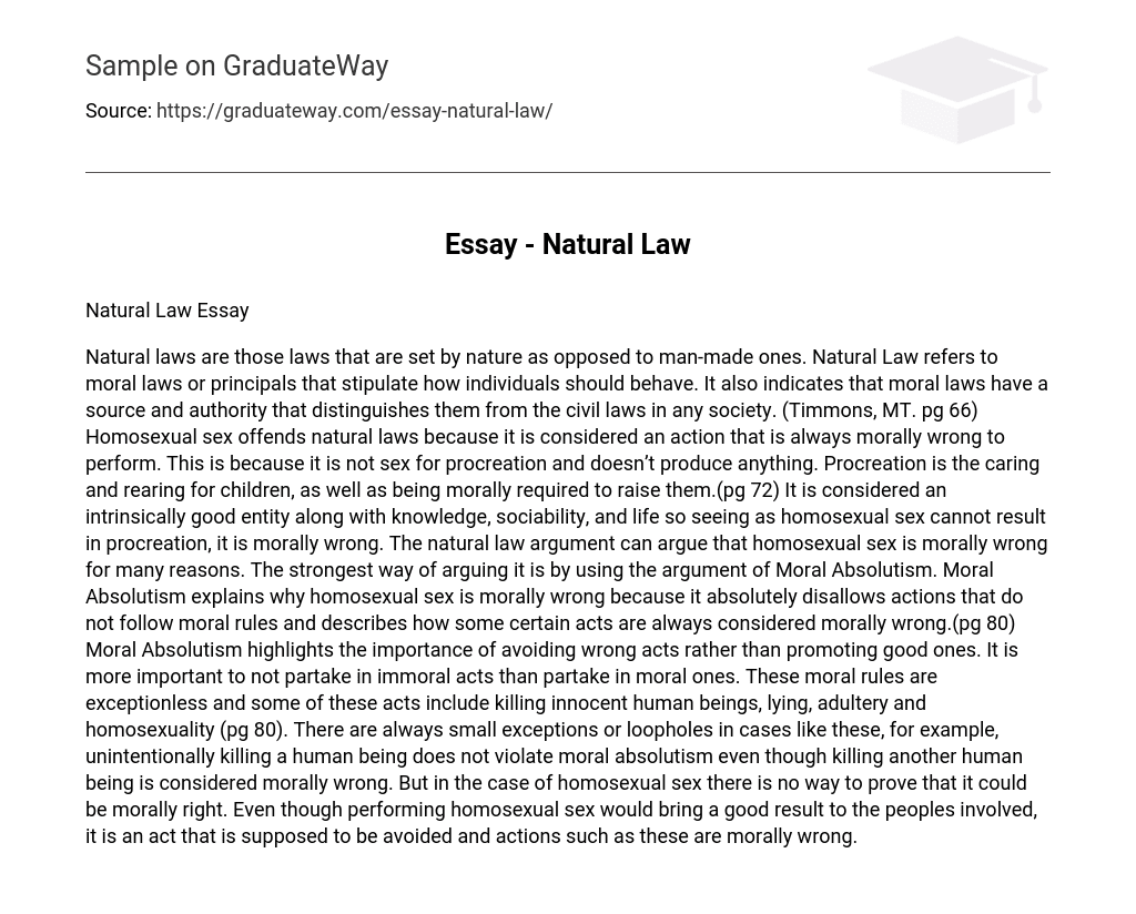 Essay – Natural Law