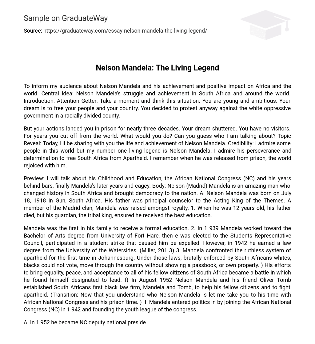 an essay about nelson mandela