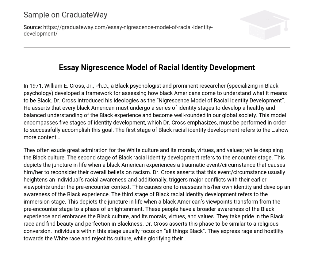 Nigrescence Model of Racial Identity Development