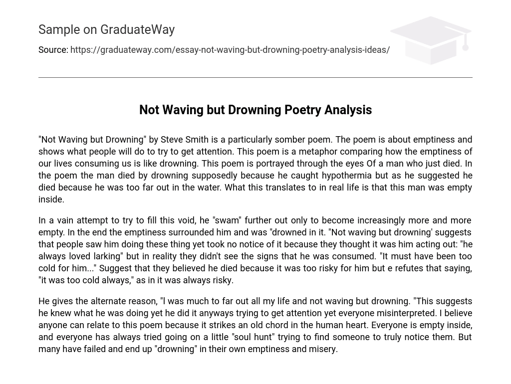 Not Waving but Drowning Poetry Analysis