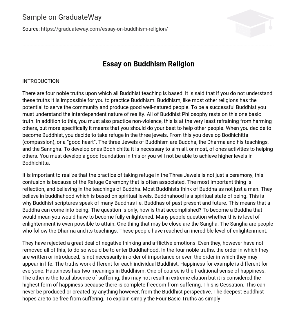 Essay on Buddhism Religion