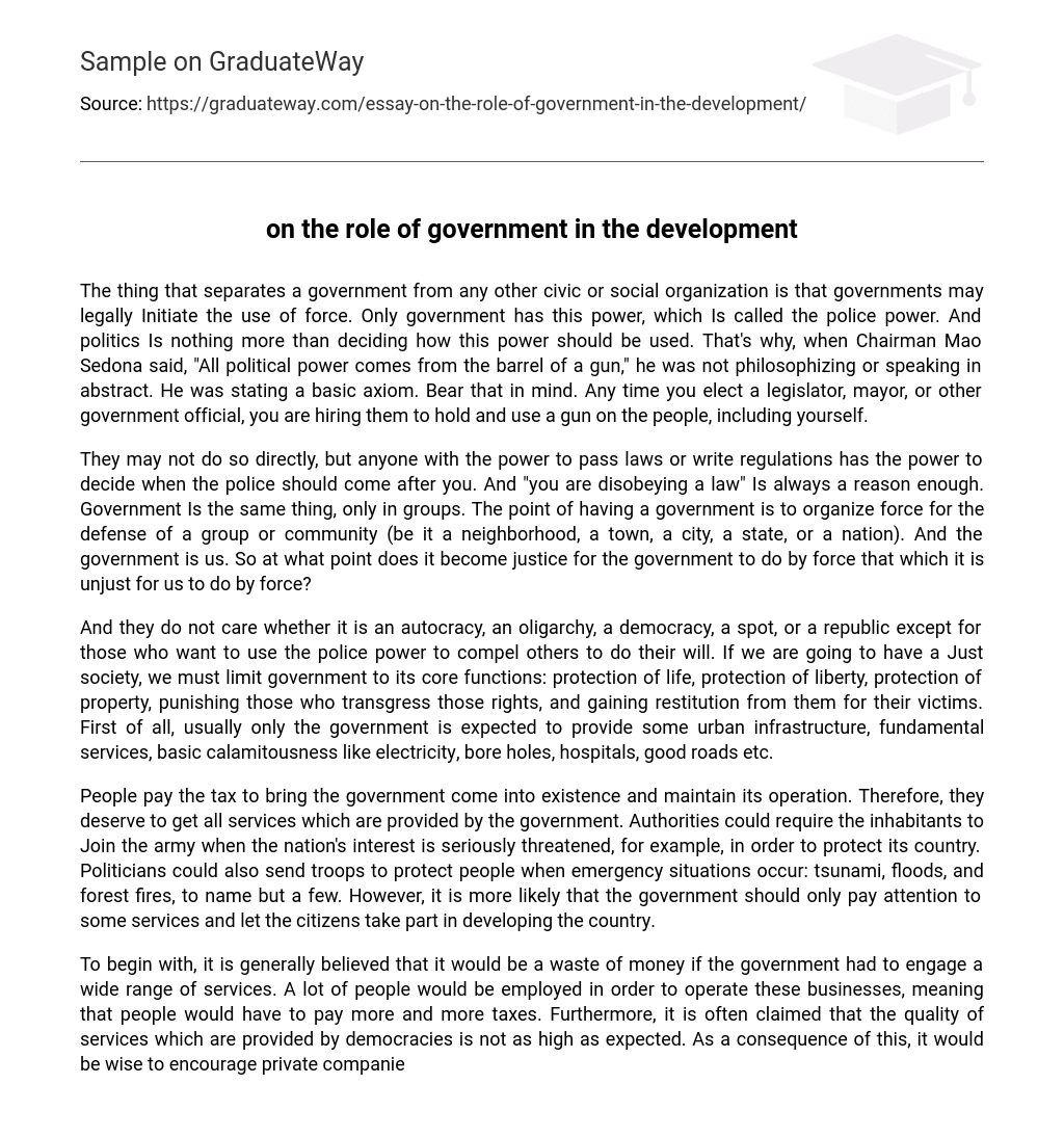 on the role of government in the development