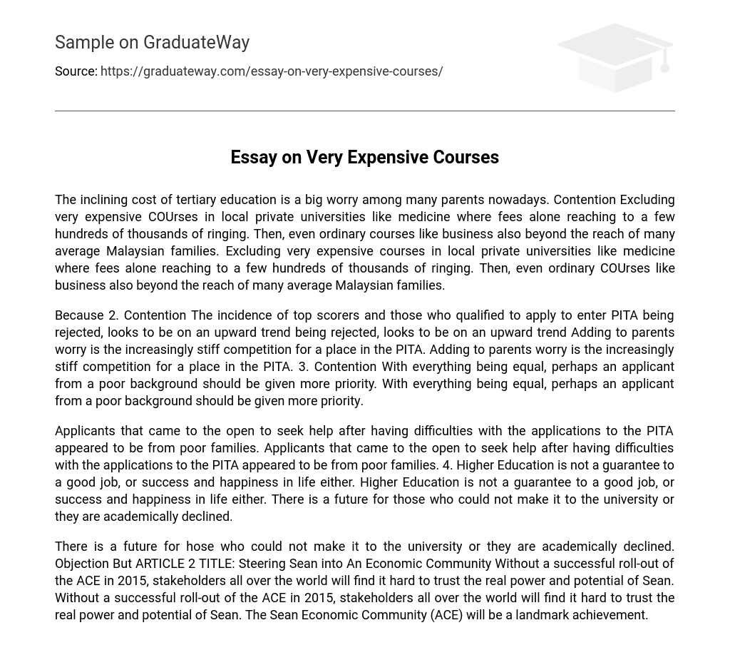 Essay on Very Expensive Courses