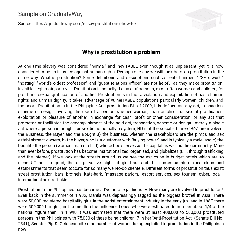 why prostitution should not be legal essay