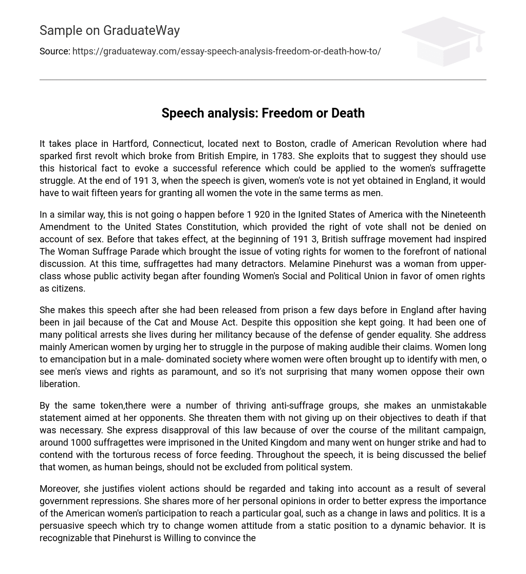 Speech analysis: Freedom or Death