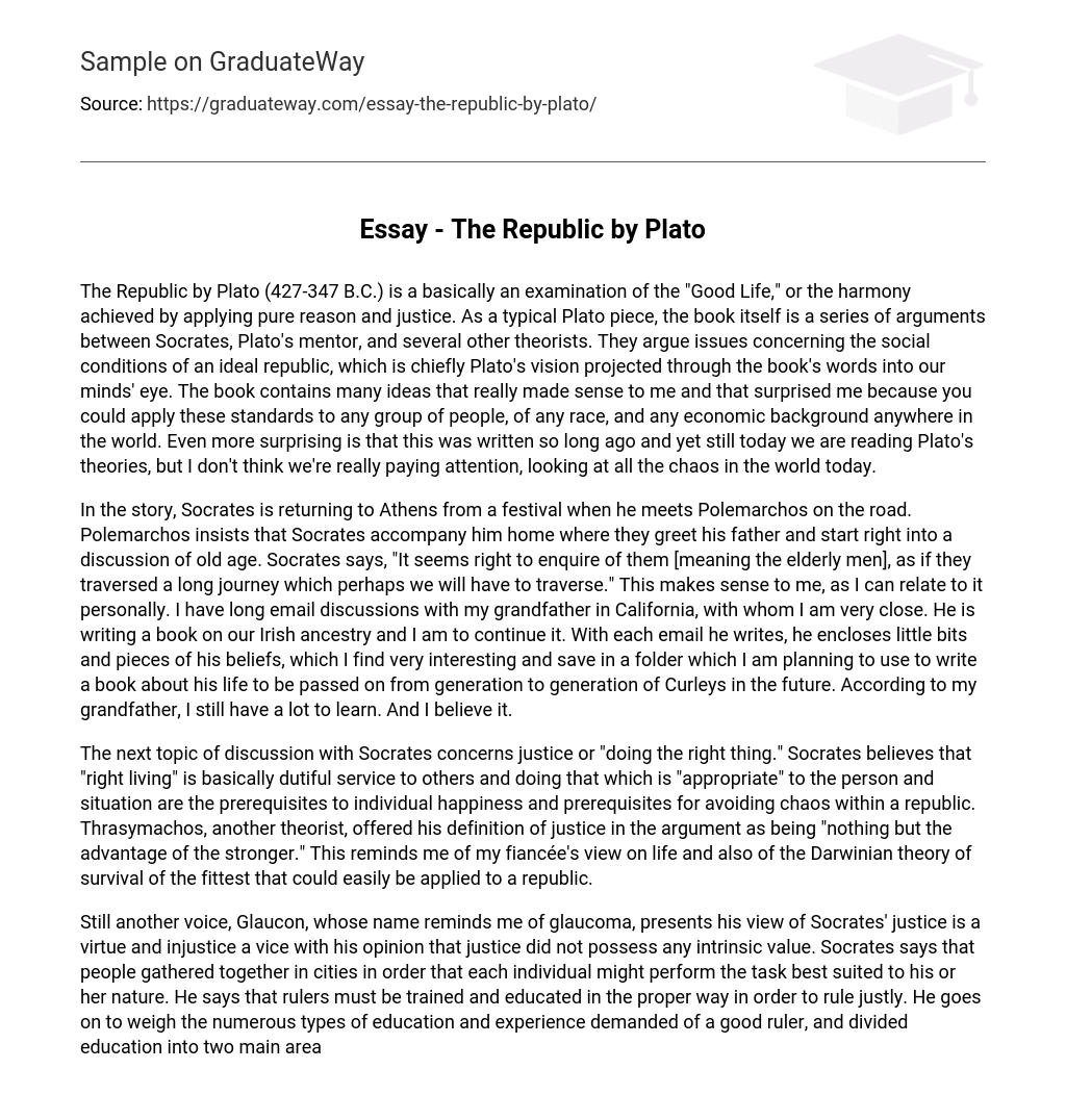 Essay – The Republic by Plato