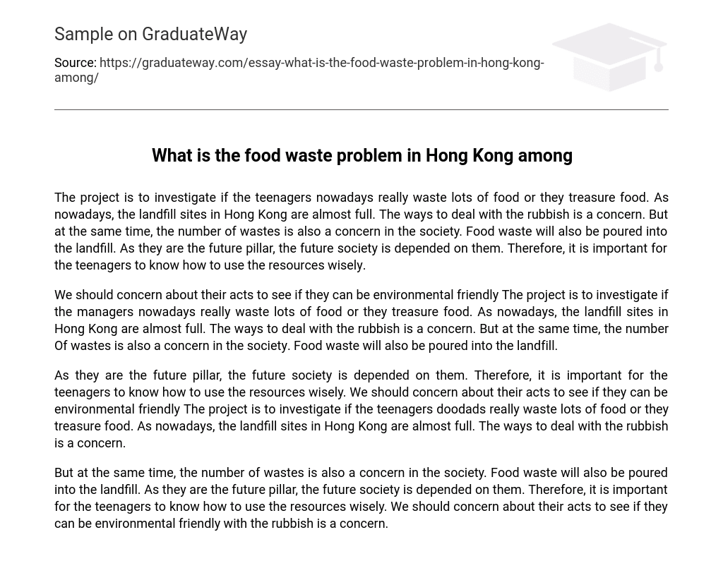 What is the food waste problem in Hong Kong among