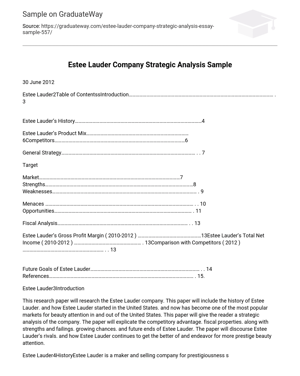 Estee Lauder Company Strategic Analysis Sample