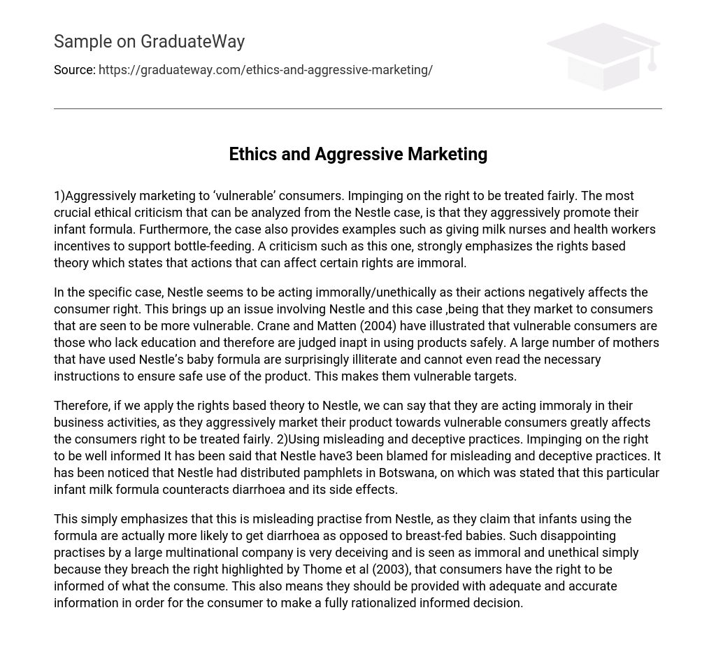 Ethics and Aggressive Marketing