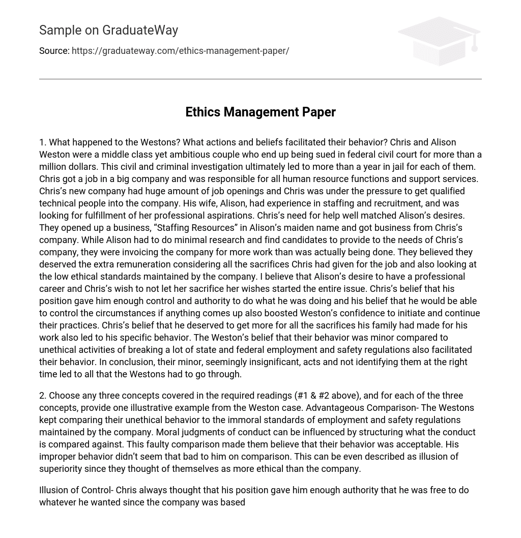 Ethics Management Paper Analysis