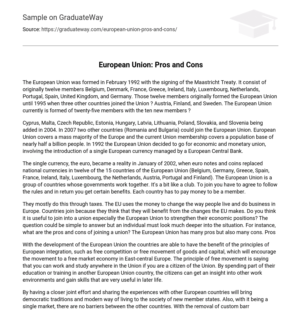 European Union: Pros and Cons