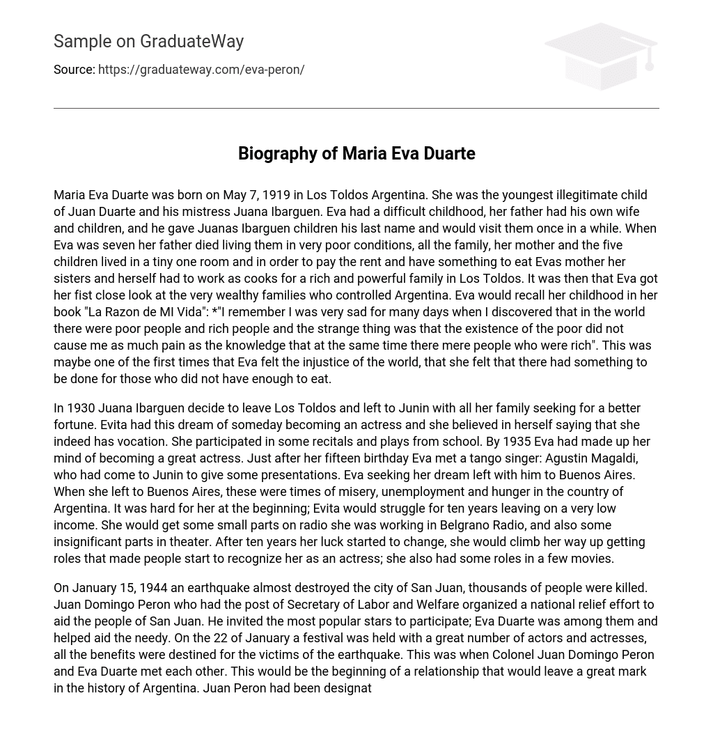 Biography of Maria Eva Duarte