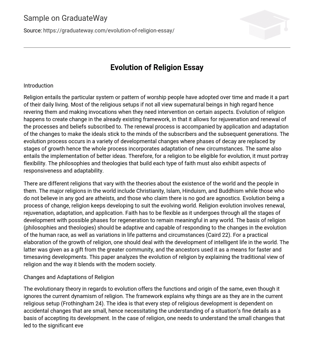 Evolution of Religion Essay