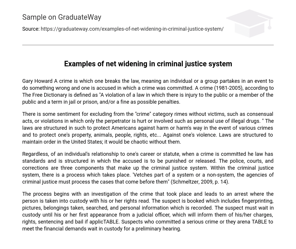 Examples of net widening in criminal justice system