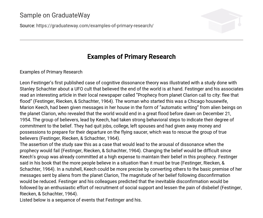 Examples of Primary Research