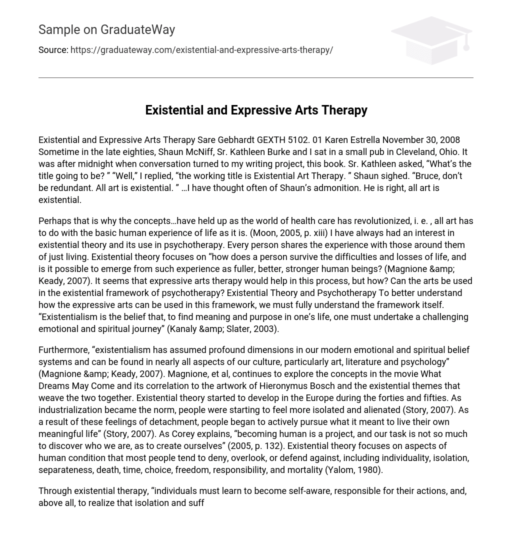 Existential and Expressive Arts Therapy