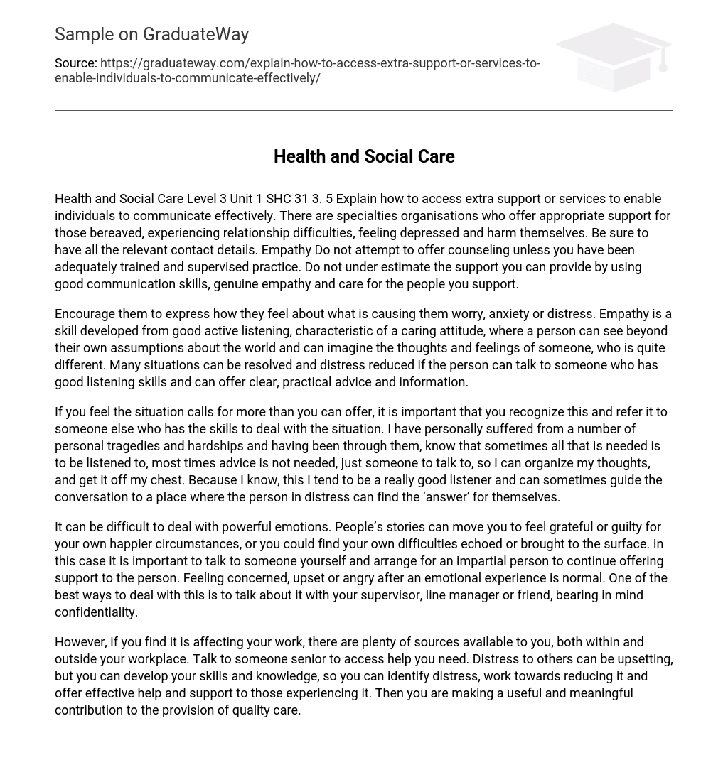 health and social care essay examples