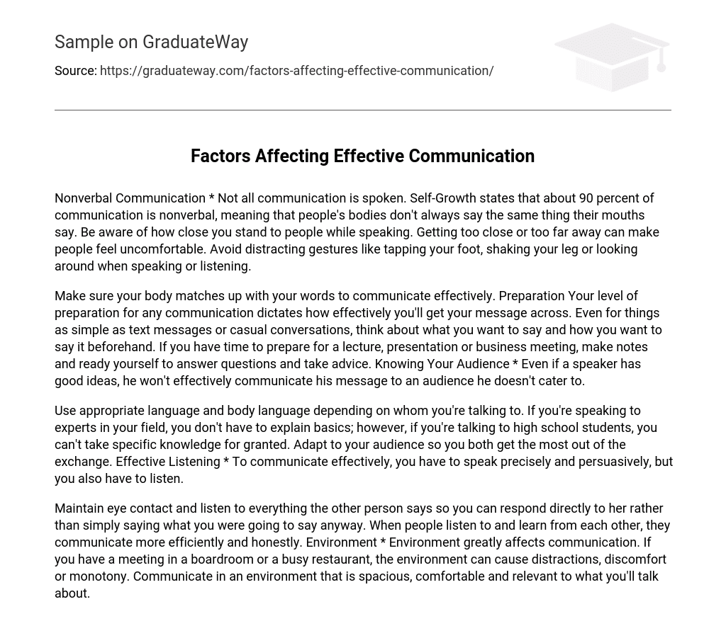 Factors Affecting Effective Communication