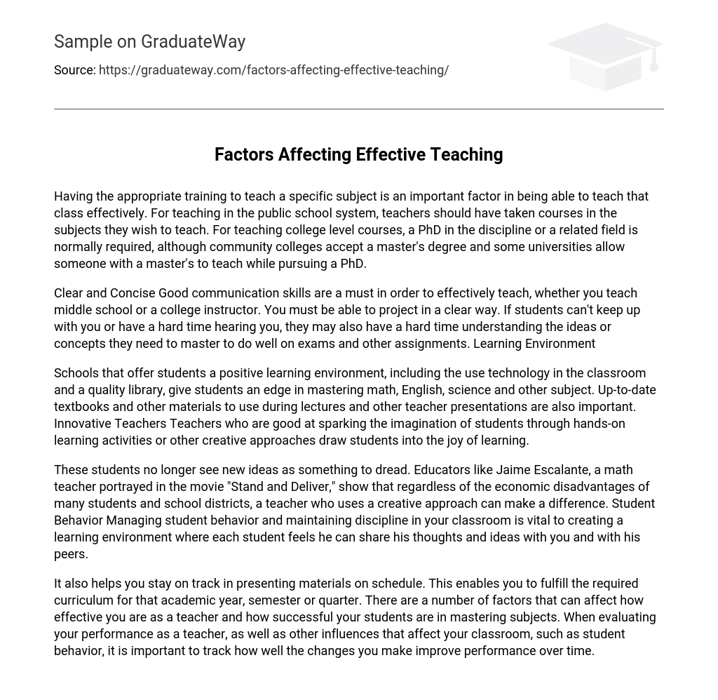 Factors Affecting Effective Teaching